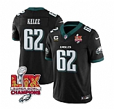 Men & Women & Youth Philadelphia Eagles #62 Jason Kelce Black 2025 Eagles Logo Super Bowl LIX Patch And 4-Star C Patch New F.U.S.E. Vapor Limited Stitched Jersey Dzhi,baseball caps,new era cap wholesale,wholesale hats